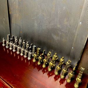 Vintage Chess Roman Legion v/ Vikings Cast Metal Set Signed